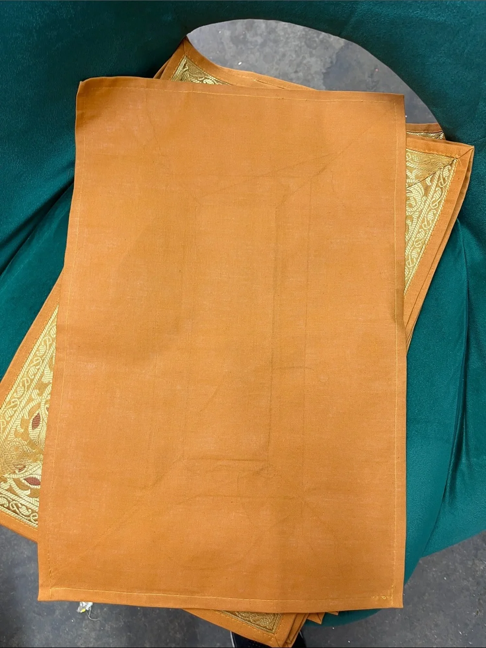 Gold and Rust Leaf-Pattern Table Runner by India crafting